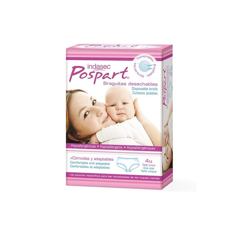 Indasec pospart braquita desechable talla única 4und Indasec - 1