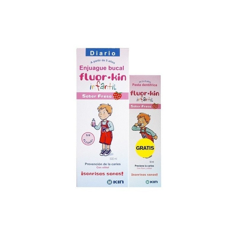 Fluorkin infantil enjuague fresa 500 + pasta 50 Fluorkin - 1