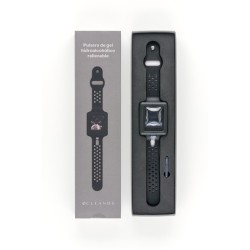 Pulsera gel hidroalcoholico negro Cleands - 1