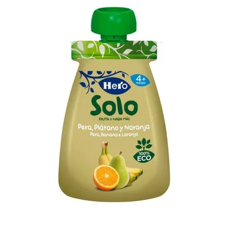 Hero baby solo ecol&oacute;gico pl&aacute;tano pera y naranja bolsa 100g Hero - 1