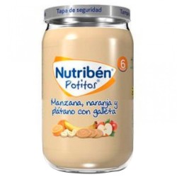 Nutribén potito manzana, naranja y plátano con galleta 235gr Nutriben - 1