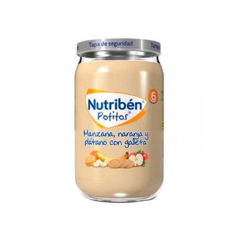 Nutribén potito manzana, naranja y plátano con galleta 235gr Nutriben - 1