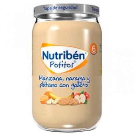 Nutribén potito manzana, naranja y plátano con galleta 235gr Nutriben - 1