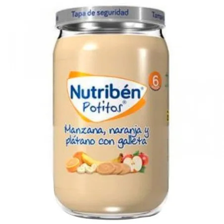 Nutrib&eacute;n potito manzana, naranja y pl&aacute;tano con galleta 235gr Nutriben - 1
