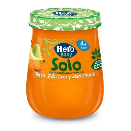Hero baby solo ecol&oacute;gico pera pl&aacute;tano zanahorias 120g Hero - 1