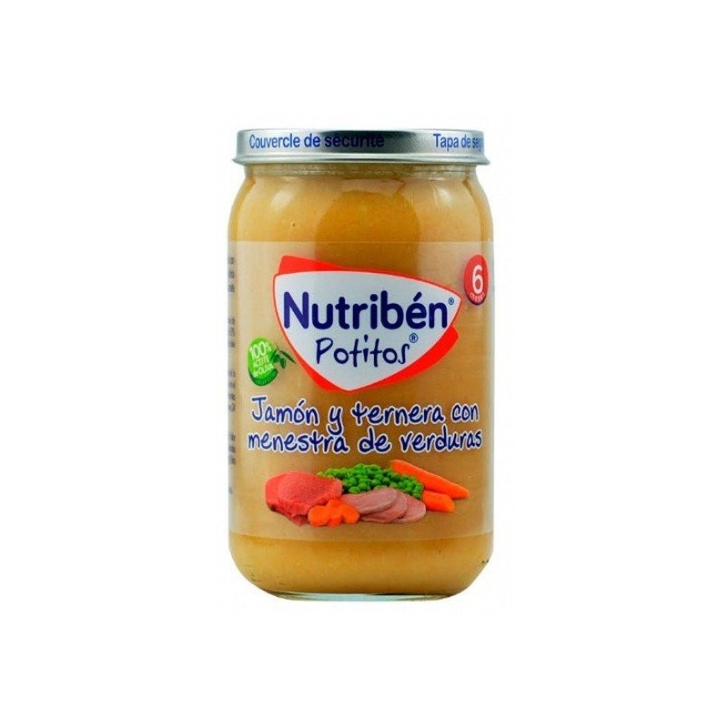 Nutribén potito jamón, ternera y menestra de verduras 235gr Nutriben - 1