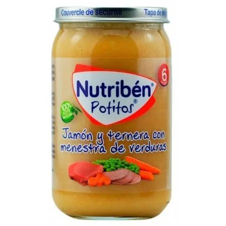Nutrib&eacute;n potito jam&oacute;n, ternera y menestra de verduras 235gr Nutriben - 1