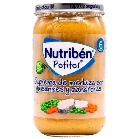 Nutrib&eacute;n potito suprema de merluza con guisantes y zanahoria 235g Nutriben - 1