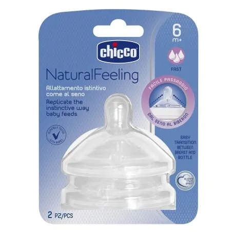 Chicco tetina natural feeling flujo r&aacute;pido +6 meses 2uds Chicco - 1