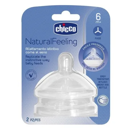 Chicco tetina natural feeling flujo papilla +6 meses 2uds Chicco - 1