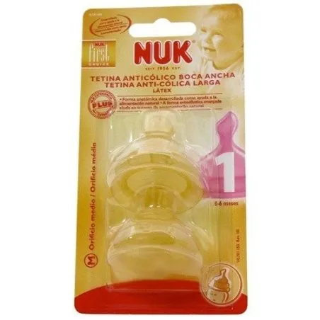 Nuk tetina fist choice l&aacute;tex boca ancha talla 1 orificio m 2uds Nuk - 1