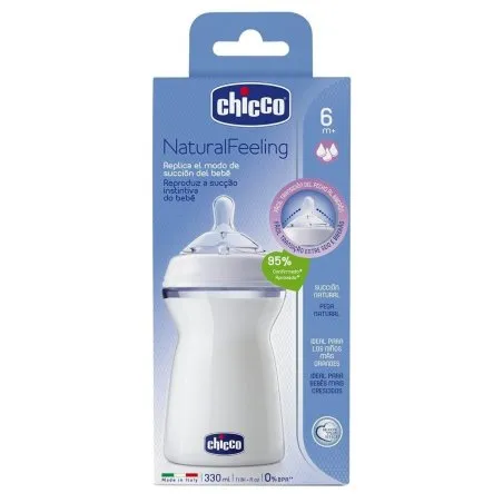 Chicco natural feeling biber&oacute;n silicona flujo r&aacute;pido 330ml Chicco - 1
