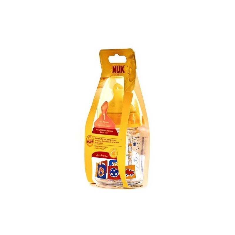 Nuk biberón cristal tetina látex boca ancha talla 1 120ml Nuk - 1