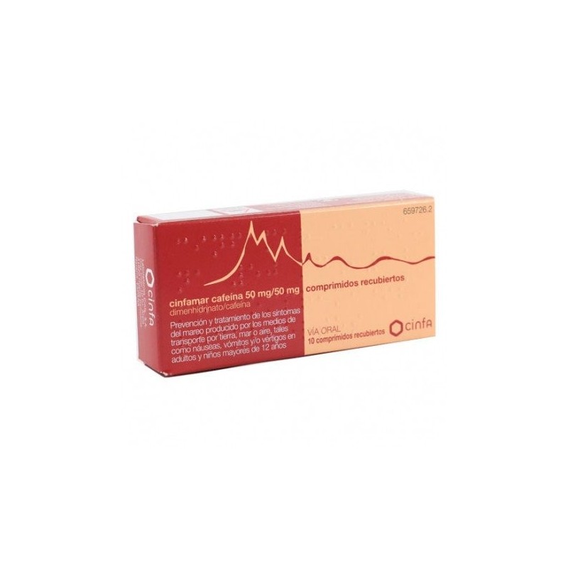 Cinfamar Cafeína 50/50mg 10 Comprimidos Cinfamar - 1