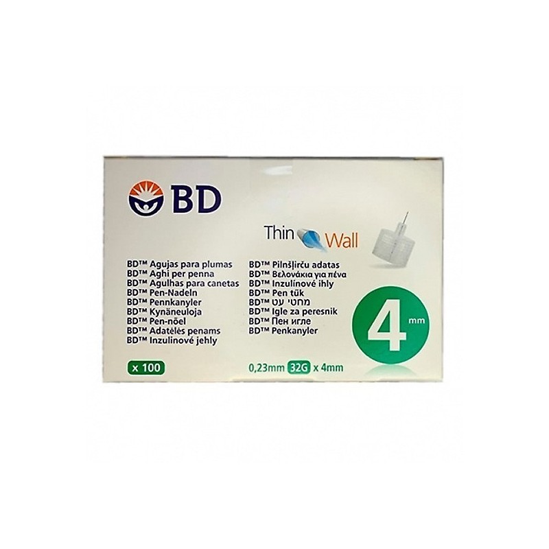 Aguja b.d. pluma insulina 4mm 100 uds Bd - 1