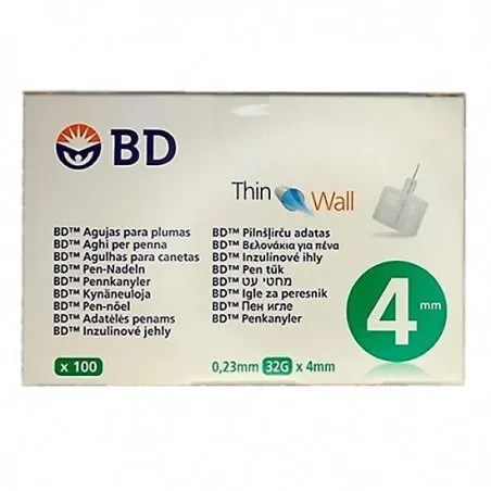 Aguja b.d. pluma insulina 4mm 100 uds Bd - 1
