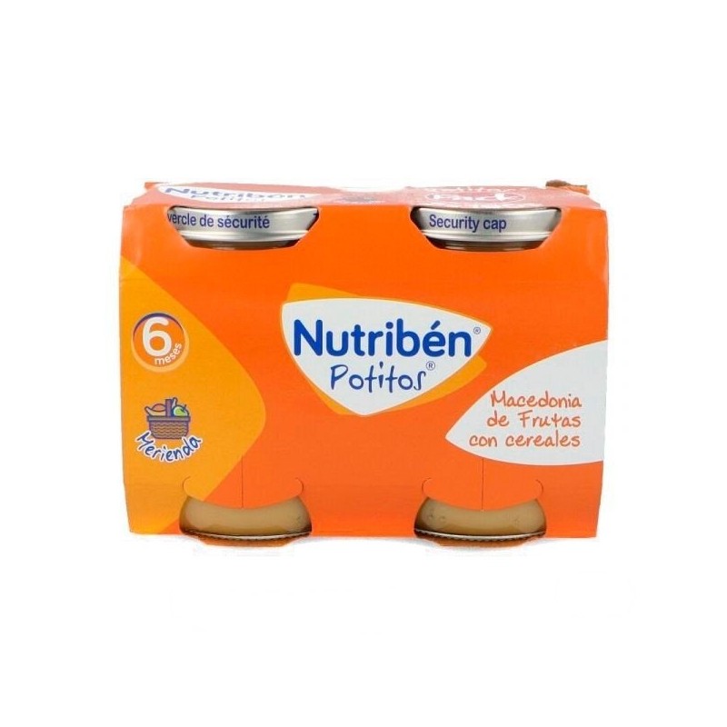 Nutribén potitos macedonia de frutas con cereales 2x190g Nutriben - 1