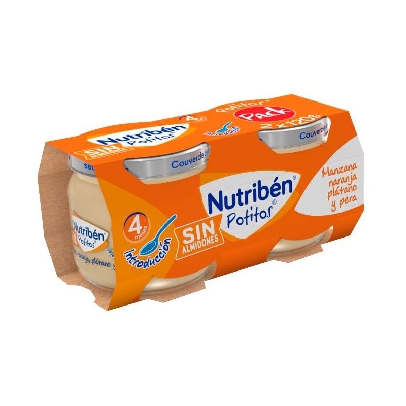 Nutribén potito introducción a las multifrutas manzana, naranja, plátano 2x120g Nutriben - 1
