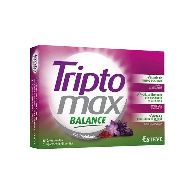 Triptomax balance. combate estrés. triptófano, azafrán, ashwagandha, albahaca morada, b6,b1b12 Dr.Esteve - 1