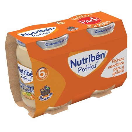 Nutribén potitos plátano, mandarina, pera y galleta 2x190g Nutriben - 1