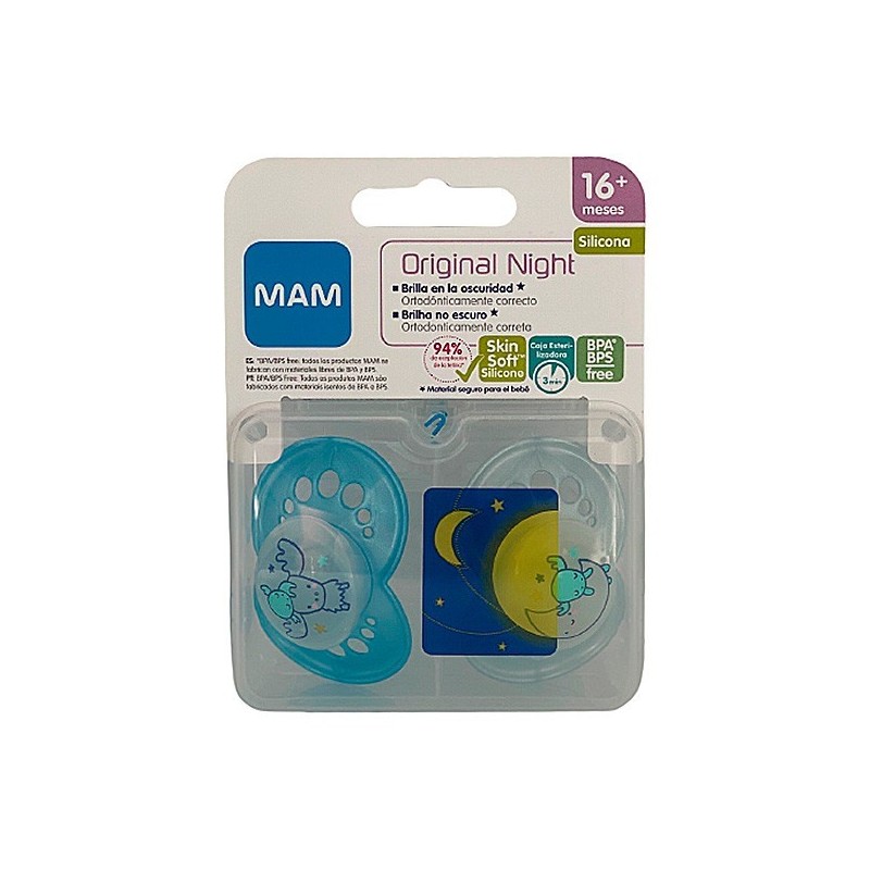 Man Baby Chupete mam night 16+ azul Magion - 1