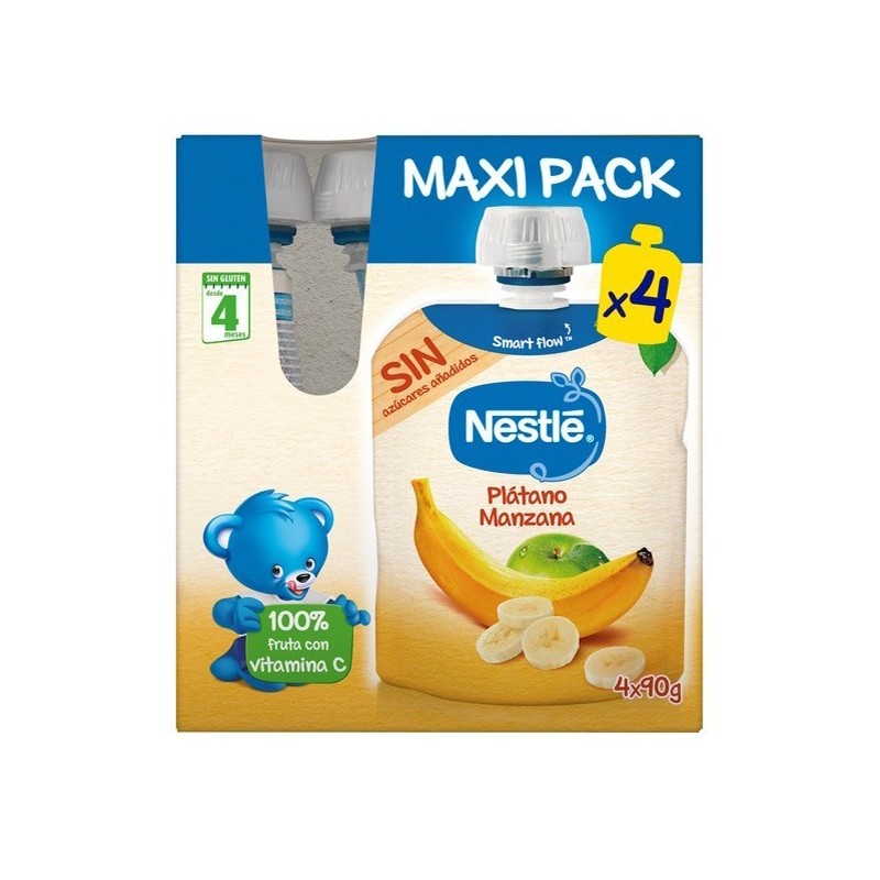 Nestlé Bolsita plátano y manzana 4x90 g Nestlé - 1