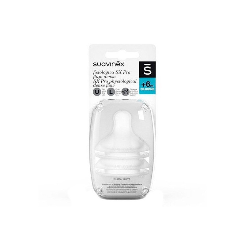 Suavinex tetina fisiologica flujo L silicona 2u Suavinex - 1