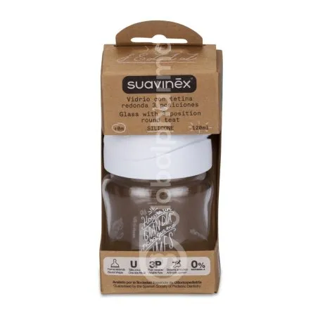 Suavinex biber&oacute;n vidrio silicona tetina 3 posiciones 120ml Suavinex - 1