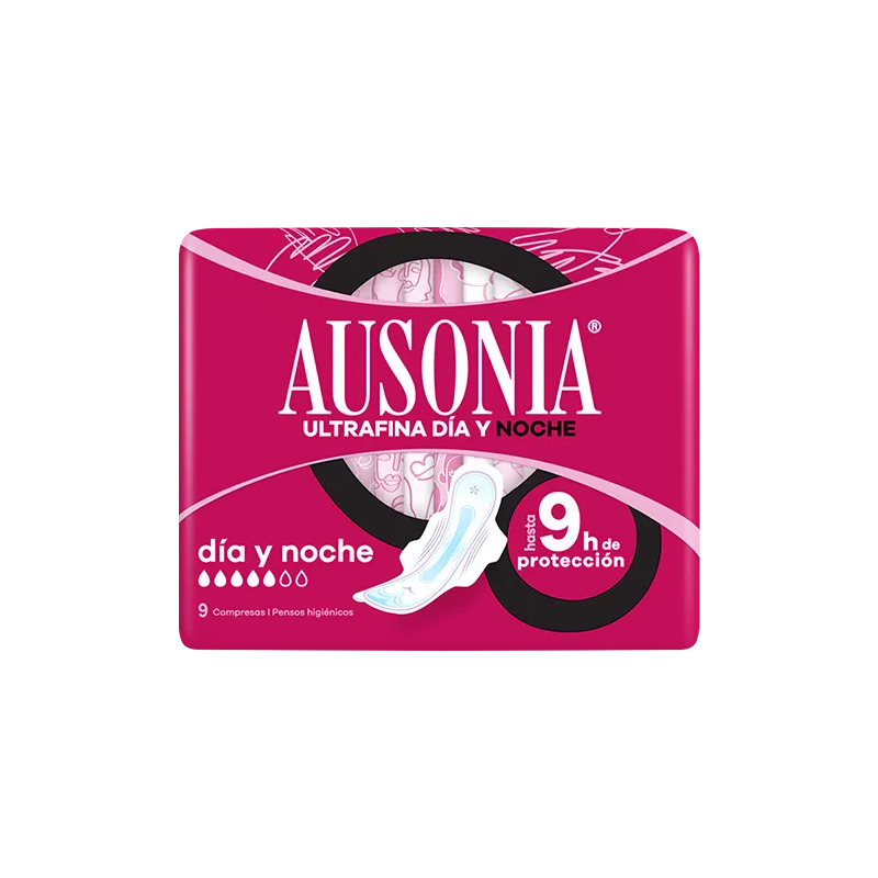 Ausonia Ultrafina Noche con Alas 9 Compresas