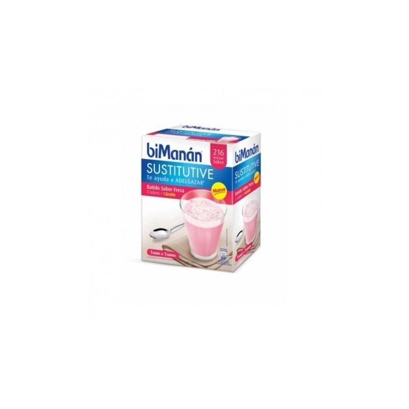 Bimanan batido de fresa 55 gr x 6 sobres Bimanan - 1