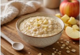 Papilla de avena y manzana para beb&eacute;, receta casera, f&aacute;cil y nutritiva
